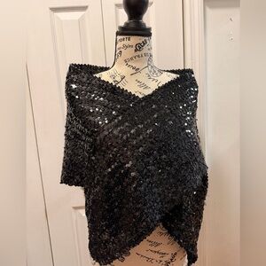 Vintage Black Sequin and silk Women's shawl